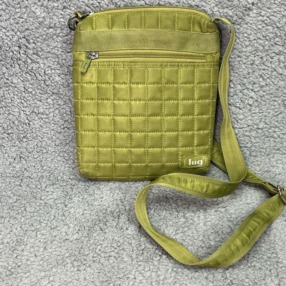 Lug Quilted Crossbody Bag 7.5x9 Olive Green Purse Adjustable‎ Strap 3 Pockets